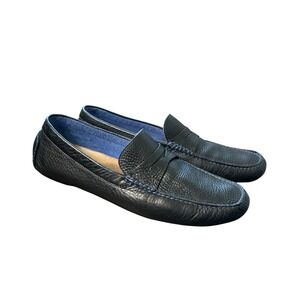 Donald J Pliner Vinco3 Mens Black Pebbled Leather Penny Loafer Driving Mocs 12M